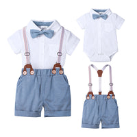 Load image into Gallery viewer, 2 Pieces Set Baby Boys Solid Color Bow Rompers Wholesale 23030305
