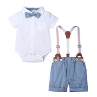 Load image into Gallery viewer, 2 Pieces Set Baby Boys Solid Color Bow Rompers Wholesale 23030305
