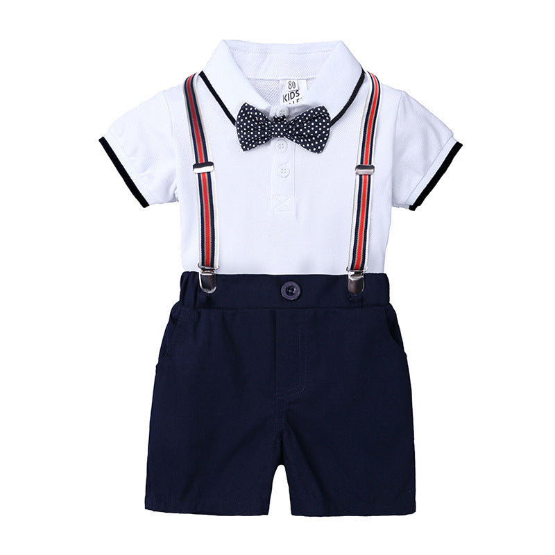 2 Pieces Set Baby Boys Bow Rompers And Solid Color Rompers Wholesale 23030306