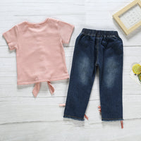 Load image into Gallery viewer, 2 Pieces Set Baby Kid Girls Muslin&amp;Ribbed Tops And Solid Color Pants Wholesale 23030308
