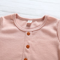 Load image into Gallery viewer, 2 Pieces Set Baby Kid Girls Muslin&amp;Ribbed Tops And Solid Color Pants Wholesale 23030308
