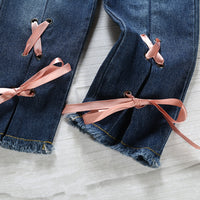 Load image into Gallery viewer, 2 Pieces Set Baby Kid Girls Muslin&amp;Ribbed Tops And Solid Color Pants Wholesale 23030308
