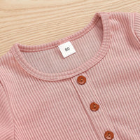 Load image into Gallery viewer, 2 Pieces Set Baby Kid Girls Muslin&amp;Ribbed Tops And Solid Color Pants Wholesale 23030308
