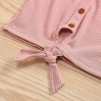 Load image into Gallery viewer, 2 Pieces Set Baby Kid Girls Muslin&amp;Ribbed Tops And Solid Color Pants Wholesale 23030308
