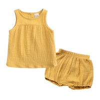 Load image into Gallery viewer, 2 Pieces Set Baby Kid Girls Solid Color Tank Tops And Shorts Wholesale 23030310
