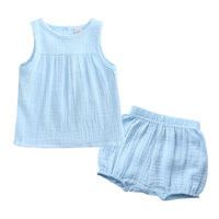Load image into Gallery viewer, 2 Pieces Set Baby Kid Girls Solid Color Tank Tops And Shorts Wholesale 23030310
