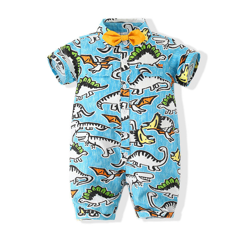 Baby Boys Dinosaur Bow Print Jumpsuits Wholesale 230303103