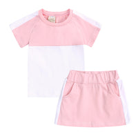 Load image into Gallery viewer, 2 Pieces Set Baby Kid Girls Color-blocking T-Shirts And Skirts Wholesale 230303109
