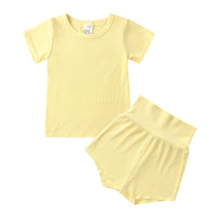 Load image into Gallery viewer, 2 Pieces Set Baby Kid Unisex Solid Color T-Shirts And Shorts Wholesale 23030311

