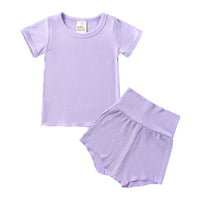 Load image into Gallery viewer, 2 Pieces Set Baby Kid Unisex Solid Color T-Shirts And Shorts Wholesale 23030311
