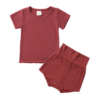 Load image into Gallery viewer, 2 Pieces Set Baby Kid Unisex Solid Color T-Shirts And Shorts Wholesale 23030311
