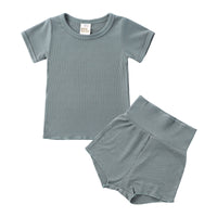 Load image into Gallery viewer, 2 Pieces Set Baby Kid Unisex Solid Color T-Shirts And Shorts Wholesale 23030311
