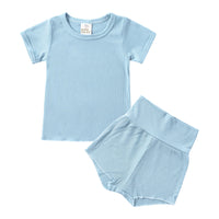 Load image into Gallery viewer, 2 Pieces Set Baby Kid Unisex Solid Color T-Shirts And Shorts Wholesale 23030311
