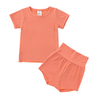 Load image into Gallery viewer, 2 Pieces Set Baby Kid Unisex Solid Color T-Shirts And Shorts Wholesale 23030311
