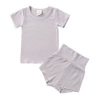 Load image into Gallery viewer, 2 Pieces Set Baby Kid Unisex Solid Color T-Shirts And Shorts Wholesale 23030311
