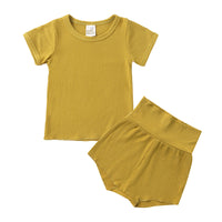 Load image into Gallery viewer, 2 Pieces Set Baby Kid Unisex Solid Color T-Shirts And Shorts Wholesale 23030311
