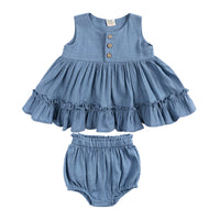 Load image into Gallery viewer, 2 Pieces Set Baby Girls Solid Color Dresses And Shorts Wholesale 230303137
