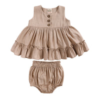 Load image into Gallery viewer, 2 Pieces Set Baby Girls Solid Color Dresses And Shorts Wholesale 230303137

