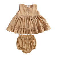 Load image into Gallery viewer, 2 Pieces Set Baby Girls Solid Color Dresses And Shorts Wholesale 230303137
