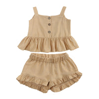 Load image into Gallery viewer, 2 Pieces Set Baby Girls Solid Color Tank Tops And Shorts Wholesale 230303138

