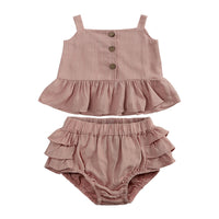 Load image into Gallery viewer, 2 Pieces Set Baby Girls Solid Color Tank Tops And Shorts Wholesale 230303138
