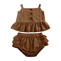 Load image into Gallery viewer, 2 Pieces Set Baby Girls Solid Color Tank Tops And Shorts Wholesale 230303138
