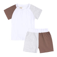 Load image into Gallery viewer, 2 Pieces Set Baby Kid Unisex Color-blocking T-Shirts And Shorts Wholesale 23030314
