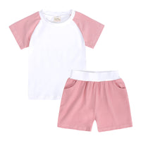Load image into Gallery viewer, 2 Pieces Set Baby Kid Unisex Color-blocking T-Shirts And Shorts Wholesale 23030314
