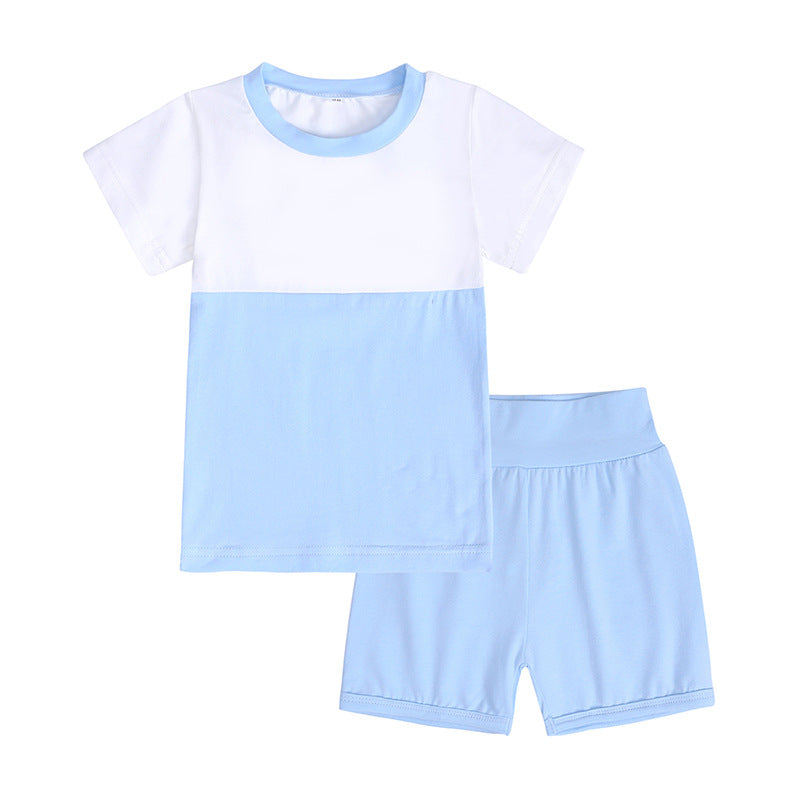 2 Pieces Set Baby Kid Unisex Color-blocking T-Shirts And Shorts Wholesale 630713513