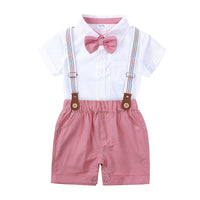 Load image into Gallery viewer, 2 Pieces Set Baby Boys Dressy Bow Shirts And Solid Color Rompers Wholesale 230303141

