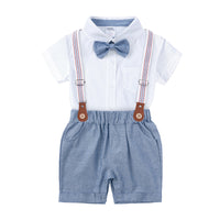 Load image into Gallery viewer, 2 Pieces Set Baby Boys Dressy Bow Shirts And Solid Color Rompers Wholesale 230303141
