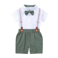 Load image into Gallery viewer, 2 Pieces Set Baby Boys Dressy Bow Shirts And Solid Color Rompers Wholesale 230303141
