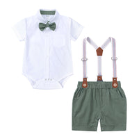 Load image into Gallery viewer, 2 Pieces Set Baby Boys Dressy Bow Shirts And Solid Color Rompers Wholesale 230303141
