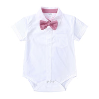 Load image into Gallery viewer, 2 Pieces Set Baby Boys Dressy Bow Shirts And Solid Color Rompers Wholesale 230303141
