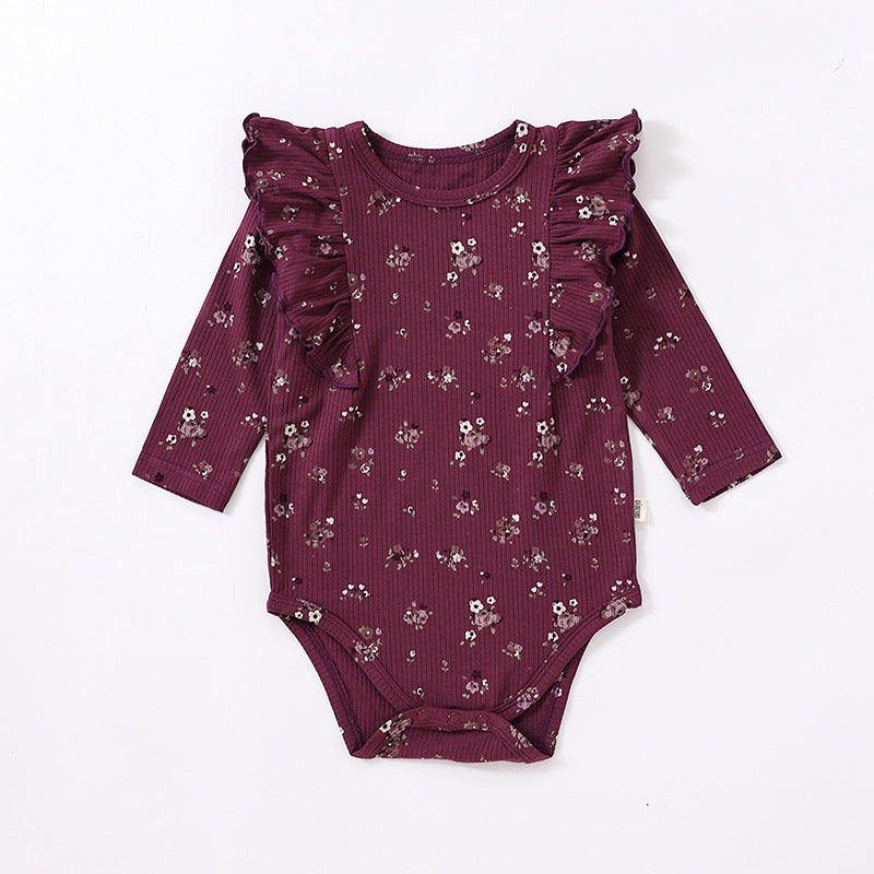 Baby Girls Flower Print Rompers Wholesale 230303147