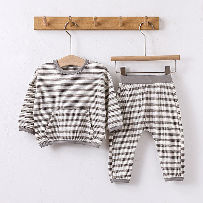2 Pieces Set Baby Unisex Striped Hoodies Sweatshirts And Pants Wholesale 230303149