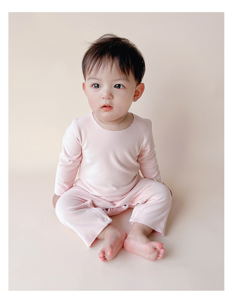 Baby Unisex Solid Color Striped Jumpsuits Wholesale 230303167