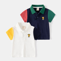 Load image into Gallery viewer, Baby Kid Boys Color-blocking Cartoon Embroidered Polo Shirts Wholesale 230303203
