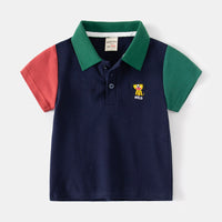 Load image into Gallery viewer, Baby Kid Boys Color-blocking Cartoon Embroidered Polo Shirts Wholesale 230303203
