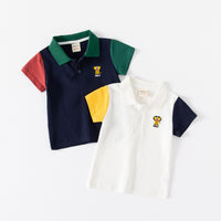 Load image into Gallery viewer, Baby Kid Boys Color-blocking Cartoon Embroidered Polo Shirts Wholesale 230303203
