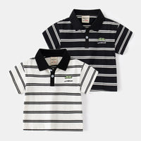 Load image into Gallery viewer, Baby Kid Boys Striped Cartoon Embroidered Polo Shirts Wholesale 230303211
