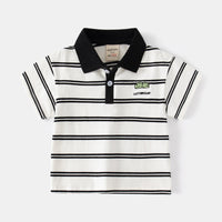 Load image into Gallery viewer, Baby Kid Boys Striped Cartoon Embroidered Polo Shirts Wholesale 230303211
