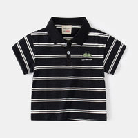 Load image into Gallery viewer, Baby Kid Boys Striped Cartoon Embroidered Polo Shirts Wholesale 230303211
