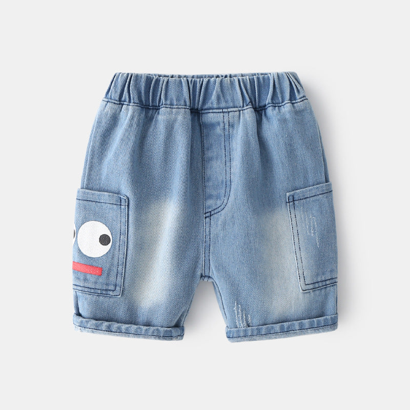 Baby Kid Boys Cartoon Print Shorts Jeans Wholesale 230303240