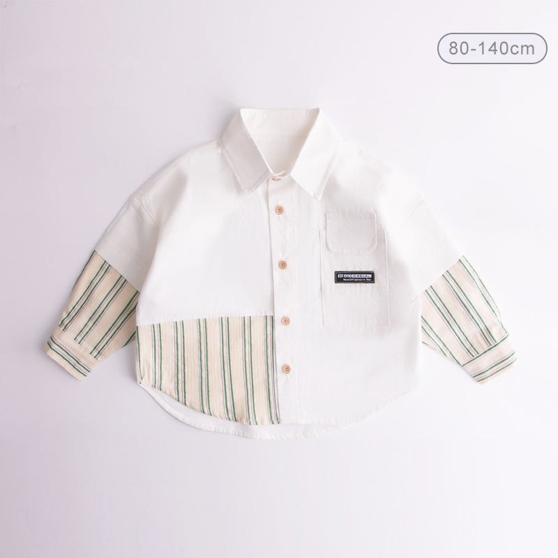 Baby Kid Boys Striped Color-blocking Shirts Wholesale 230303275