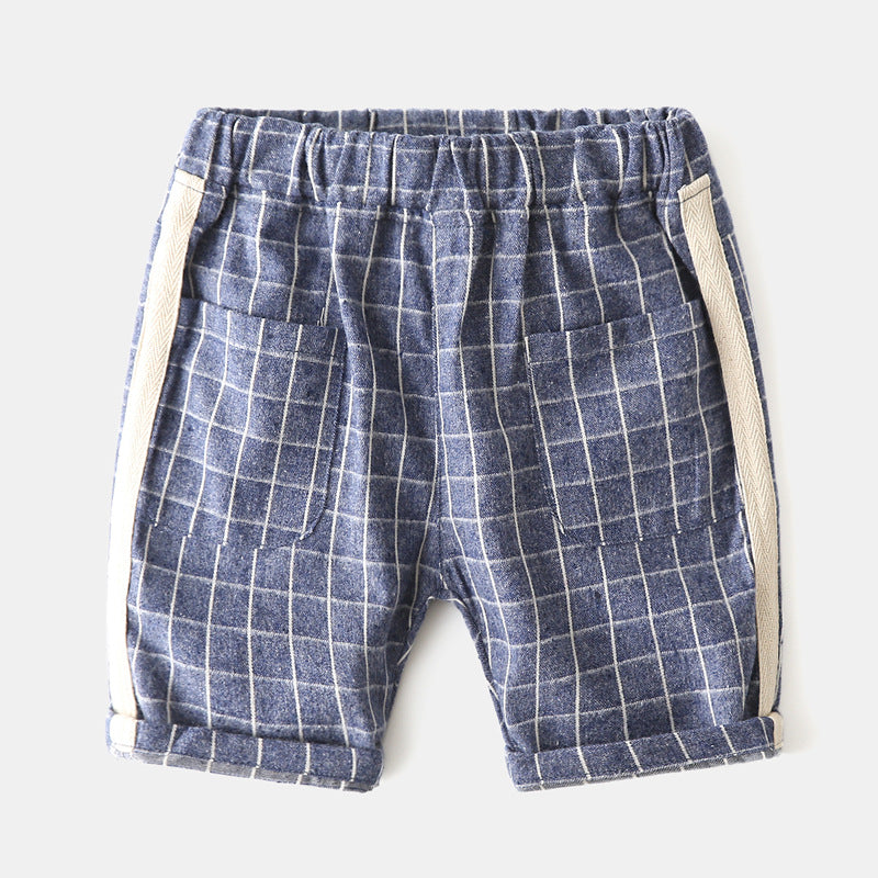 Baby Kid Boys Color-blocking Checked Shorts Wholesale 230303280