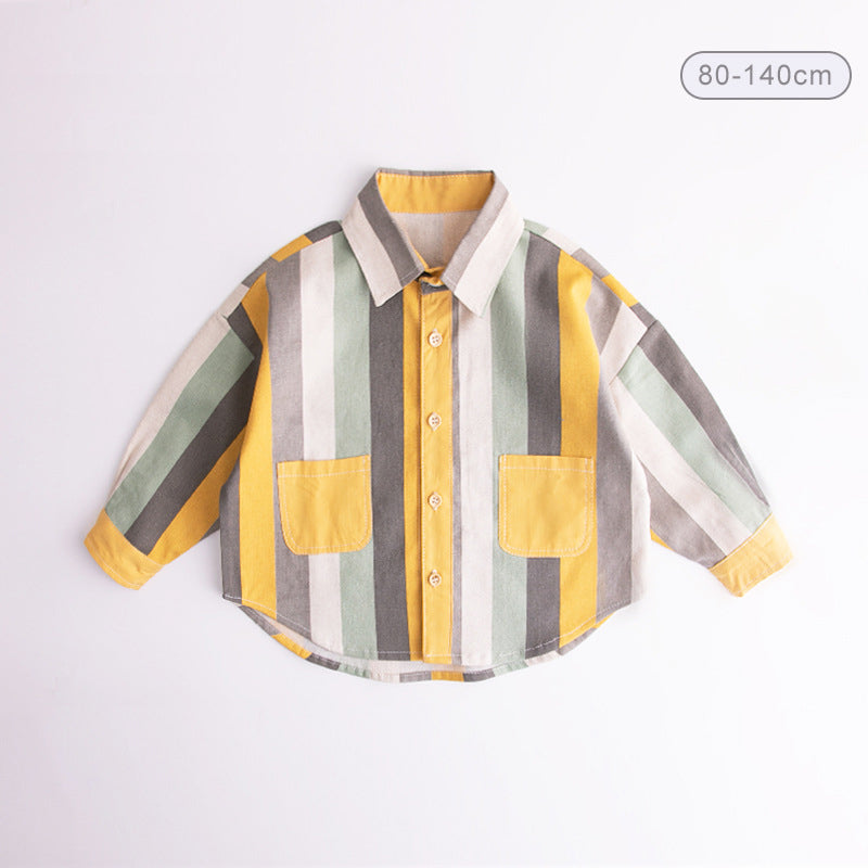 Baby Kid Boys Striped Color-blocking Tops Wholesale 230303281