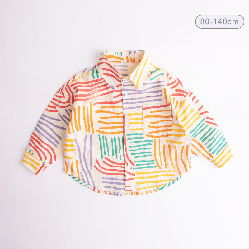 Baby Kid Boys Striped Color-blocking Print Tops Wholesale 230303285