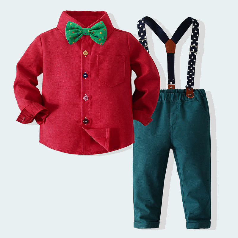 2 Pieces Set Baby Kid Boys Birthday Party Bow Shirts And Star Jumpsuits Wholesale 23030346
