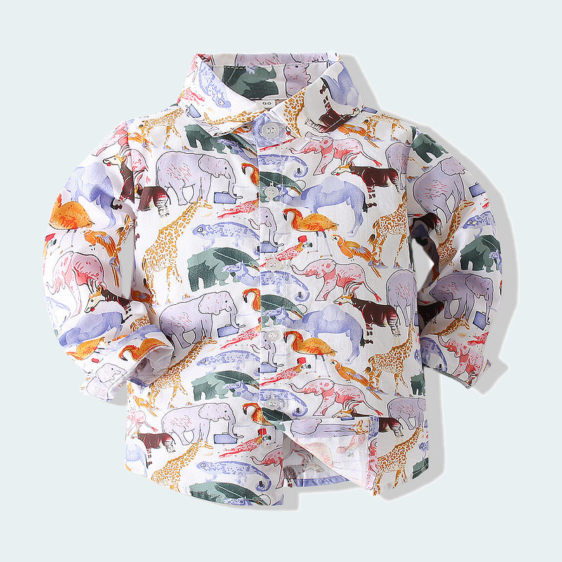Baby Kid Boys Dinosaur Print Shirts Wholesale 23030365